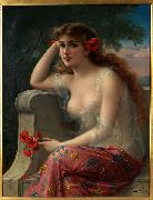 Emile Vernon Girl with a Poppy Sweden oil painting artist